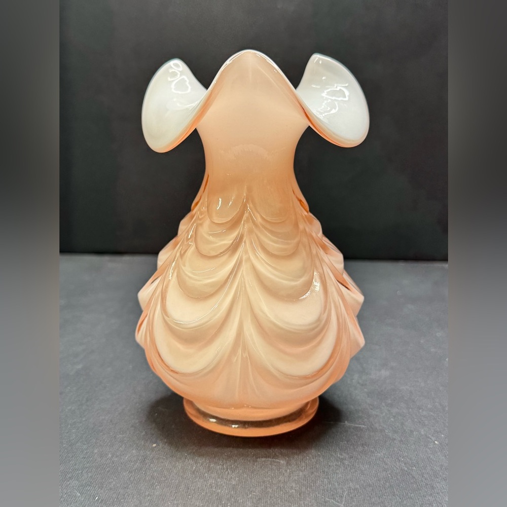 Fenton pink overlay drapery vase
